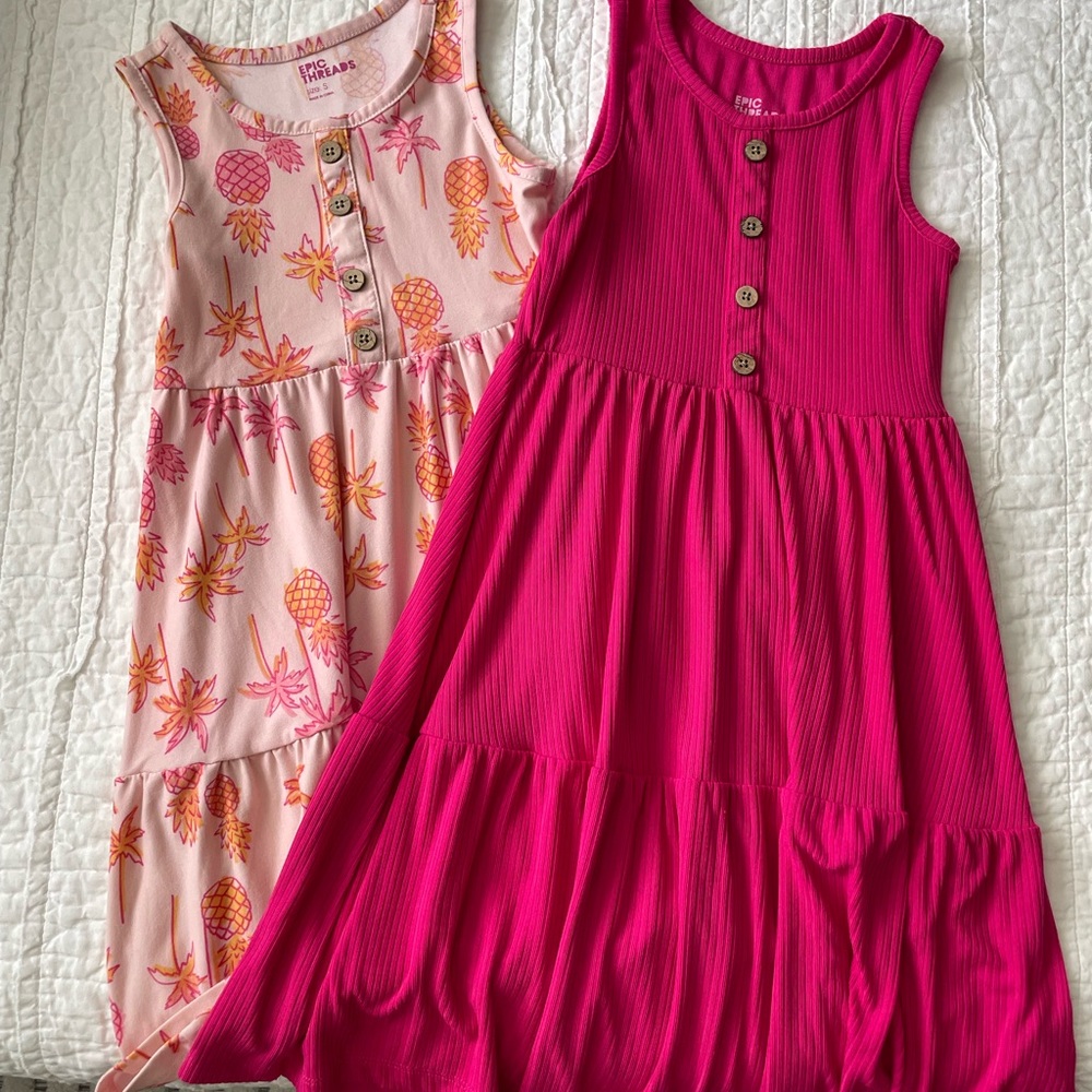 Epic Threads Pink and Pineapple Print Girls Dress Set — Size S